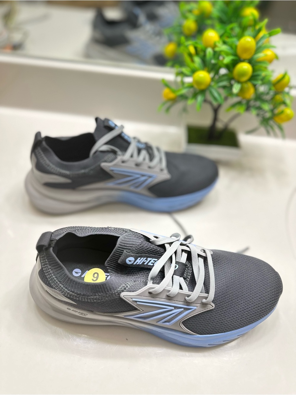 Hi-Tec Men's Gray Athletic Sneakers with Light Blue Accents